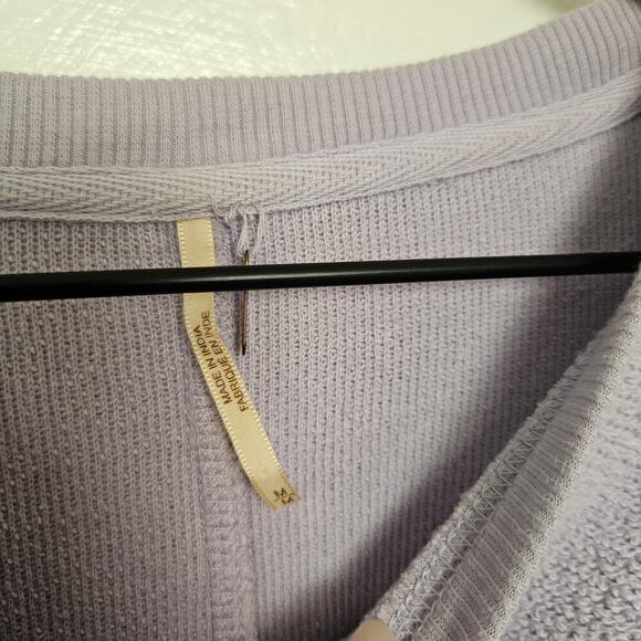 Free People Sleeves Like These Terry Pullover M Lavender‎ Purpole Puff Cropped - Picture 5 of 8